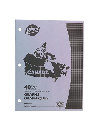 Cahier quadrillé 4 carrés/pouce Hilroy 40 pages broché Canada