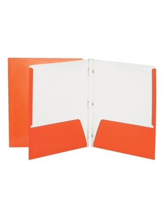 Duo-tang de carton laminé avec pochettes Orange