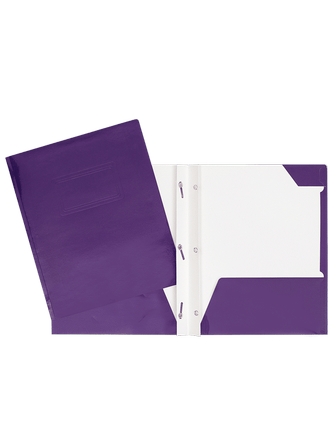 Duo-tang de carton laminé avec pochettes mauve