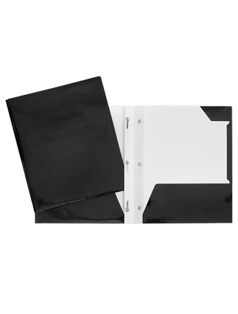 Duo-tang de carton laminé avec pochettes noir