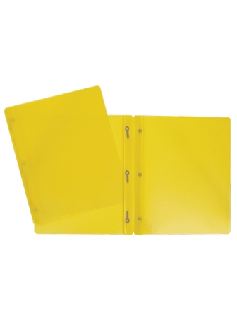 Duo-tang de plastique opaque sans pochettes jaune