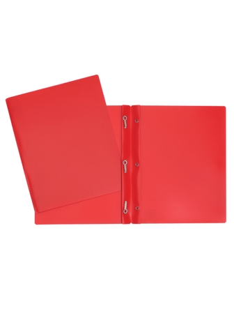 Duo-tang de plastique opaque sans pochettes rouge