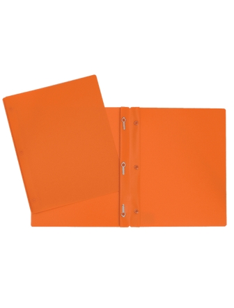 Duo-tang de plastique opaque sans pochettes orange