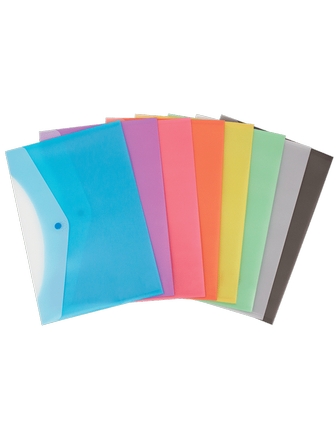 Enveloppe de plastique 2 pochettes horizontale format lettre bouton pression