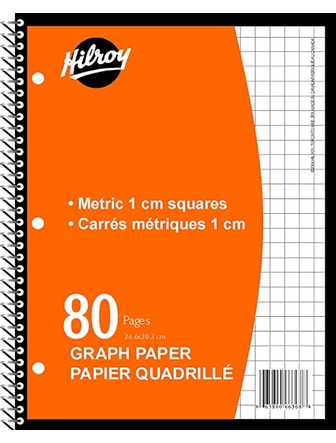 Cahier quadrillé métrique 1cm Hilroy 80 pages spirale