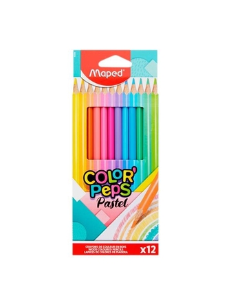 Crayons à colorier en bois color'peps pastel Maped boite de 12