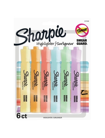 Surligneurs Sharpie paquet de 6 couleurs pastels