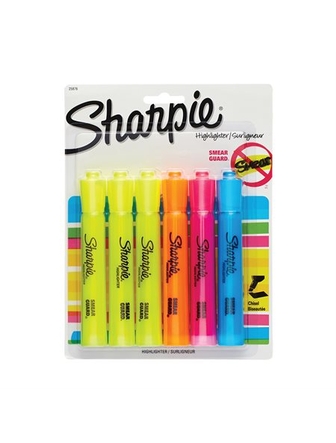 Surligneurs Sharpie paquet de 6 couleurs fluo