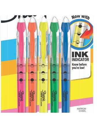 Surligneurs Sharpie liquide paquet de 5 couleurs différentes fluo pointe fine biseautée