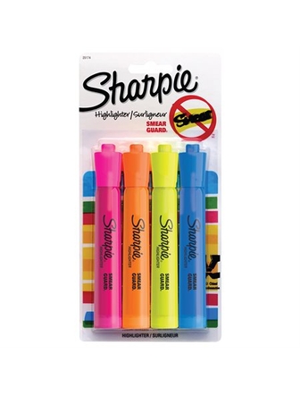 Surligneurs Sharpie paquet de 4 couleurs fluo pointe biseautée