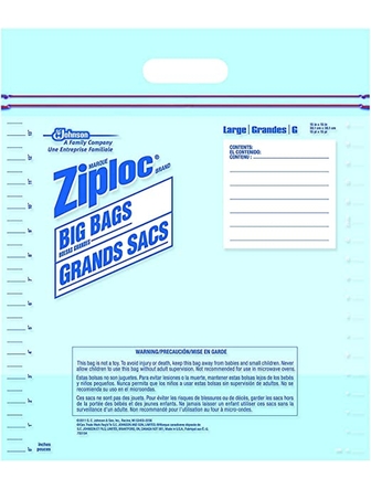 Sac Ziploc format extra-grand 38cm x 38cm avec double fermeture à glissière à l'unité