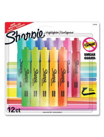 Surligneurs pointe biseautée Sharpie paquet de 12 couleurs assorties