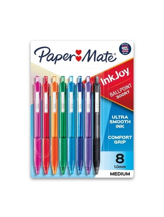 Stylo-bille Papermate Inkjoy pointe 1.00mm paquet de 8 couleurs assorties