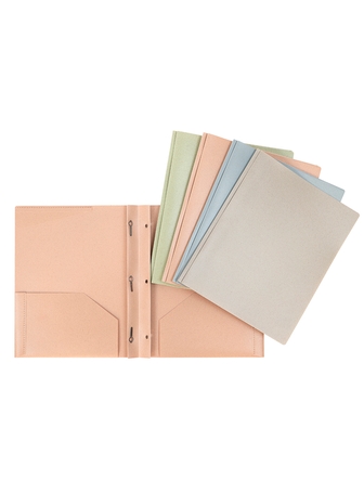 Duo-tang en plastique biodégradable avec pochettes couleurs assorties