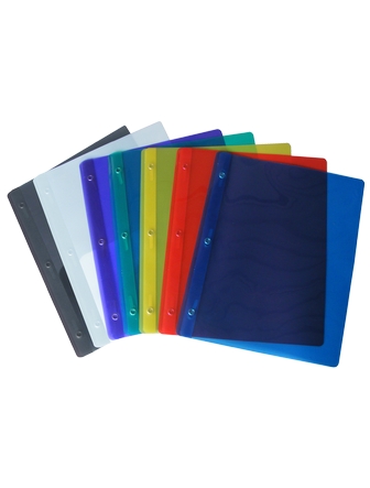 Duo-tang de plastique lustré avec pochettes couleurs assorties