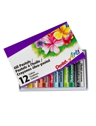 Pastels à l'huile Pentel arts boîte de 12 couleurs