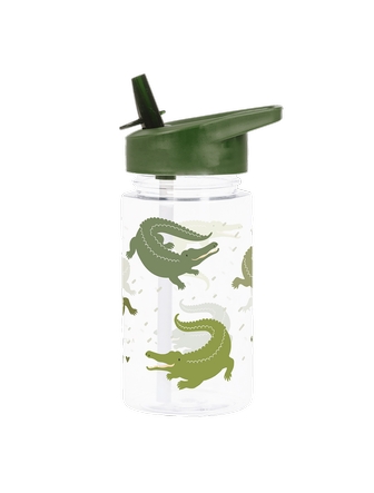 Bouteille Little Lovely crocodiles 450ml avec paille et poignée