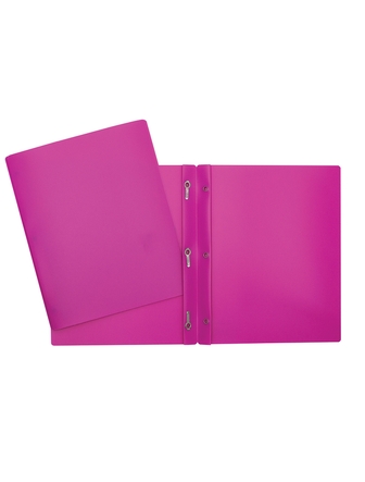 Duo-tang de plastique opaque sans pochettes rose